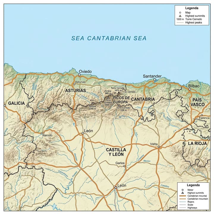 Map Of The Canabrian Mountain Range
