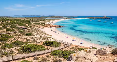 Turquoise water bay found on Formentera island in Spain
