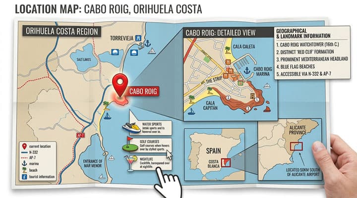 Map location of Cabo Roig, Orihuela Costa