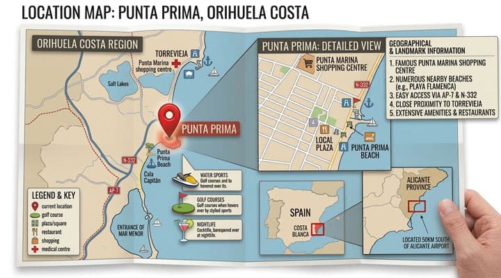 Map location of Punta Prima, Orihuela Costa
