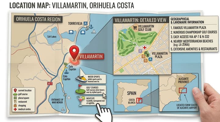 Map location of Villamartin, Orihuela Costa