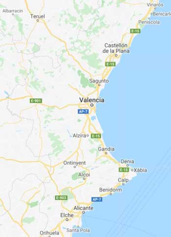 Map of East Spain