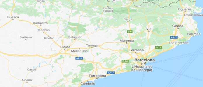 Map of Northeast Spain